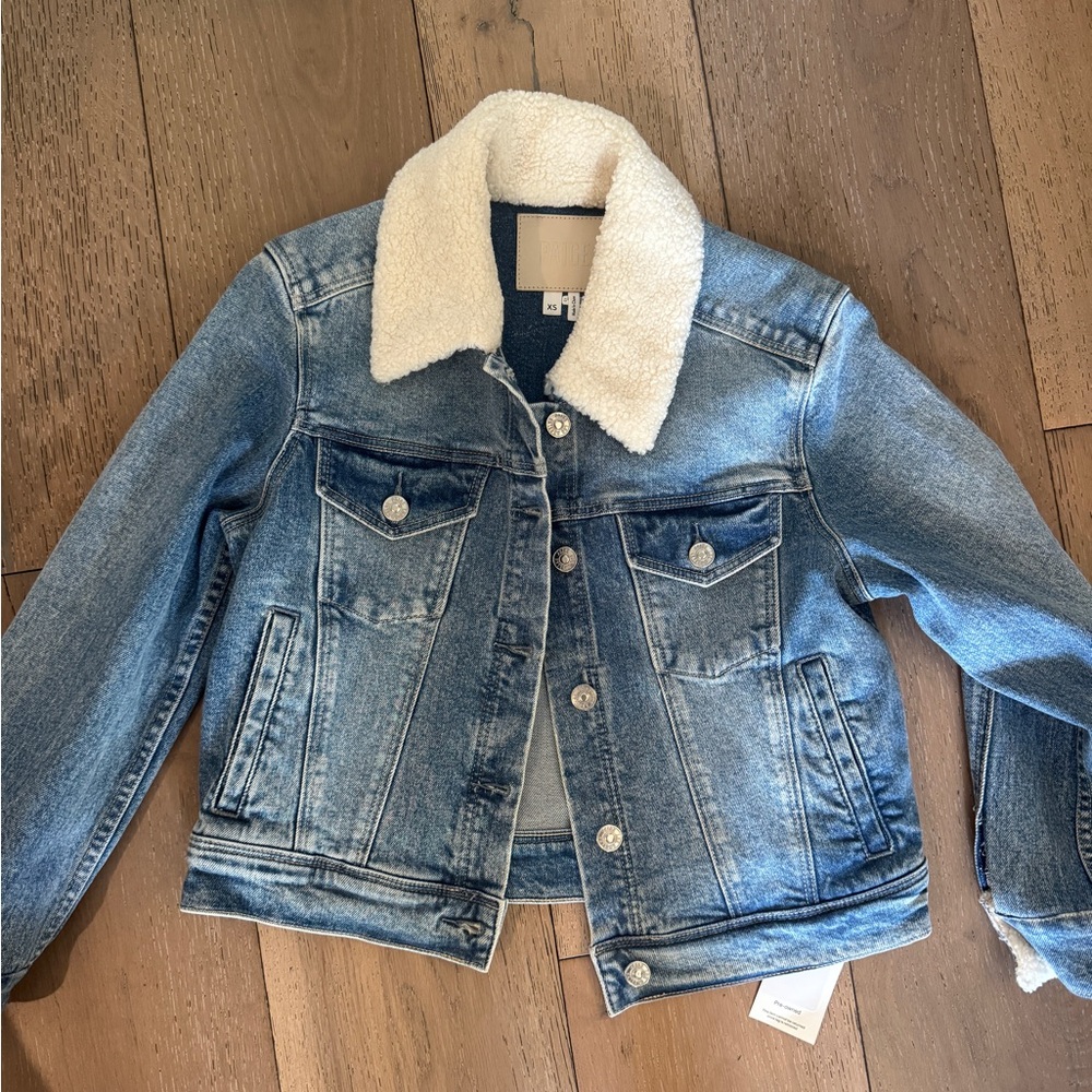 Paige Denim Sherpa-Lined Denim Jacket - Light Blue